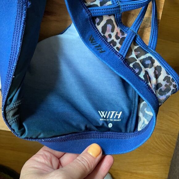 Wear It To Heart Blue Leopard Sports Bra - Picture 3 of 9